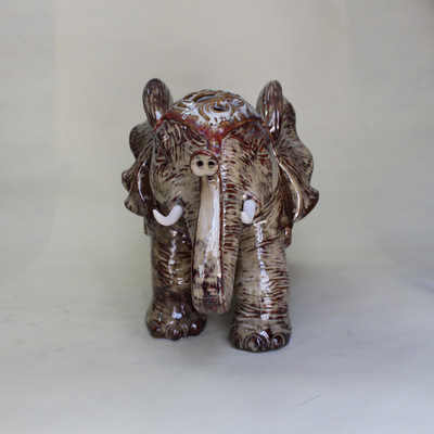 镇宅高档风格工艺 窑变陶瓷大象摆件的吉祥魅力